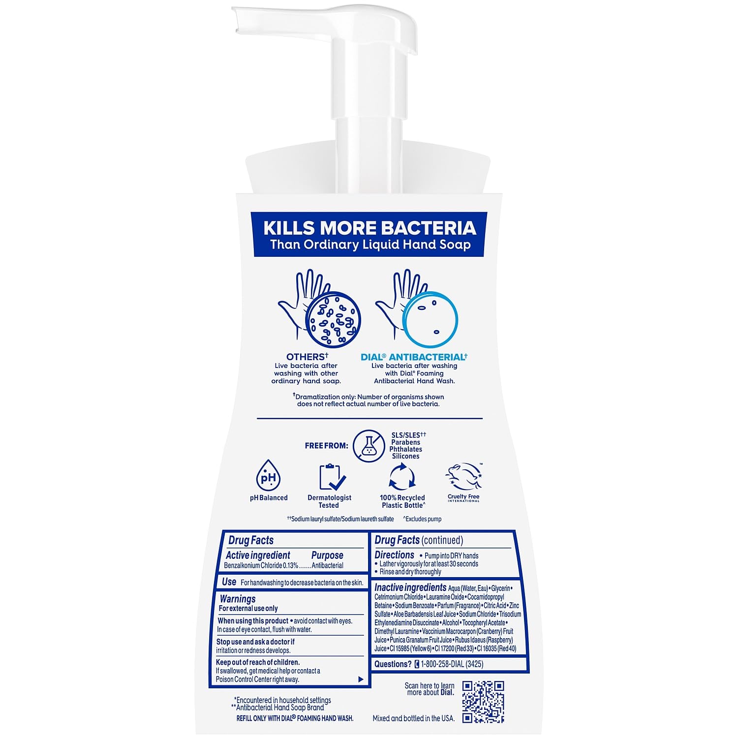 Dial Antibacterial Defense Foaming Hand Soap, Power Berries Scent, 10 Fl. Oz., 8/Carton (017000347271)