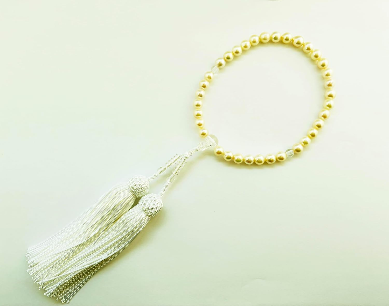 ［enyapearl］ 数珠 念珠 アコヤ 本真珠 7mm 房の色 白 正絹 人絹 水晶 樹脂 女性用 片手数珠 パール念珠 パール