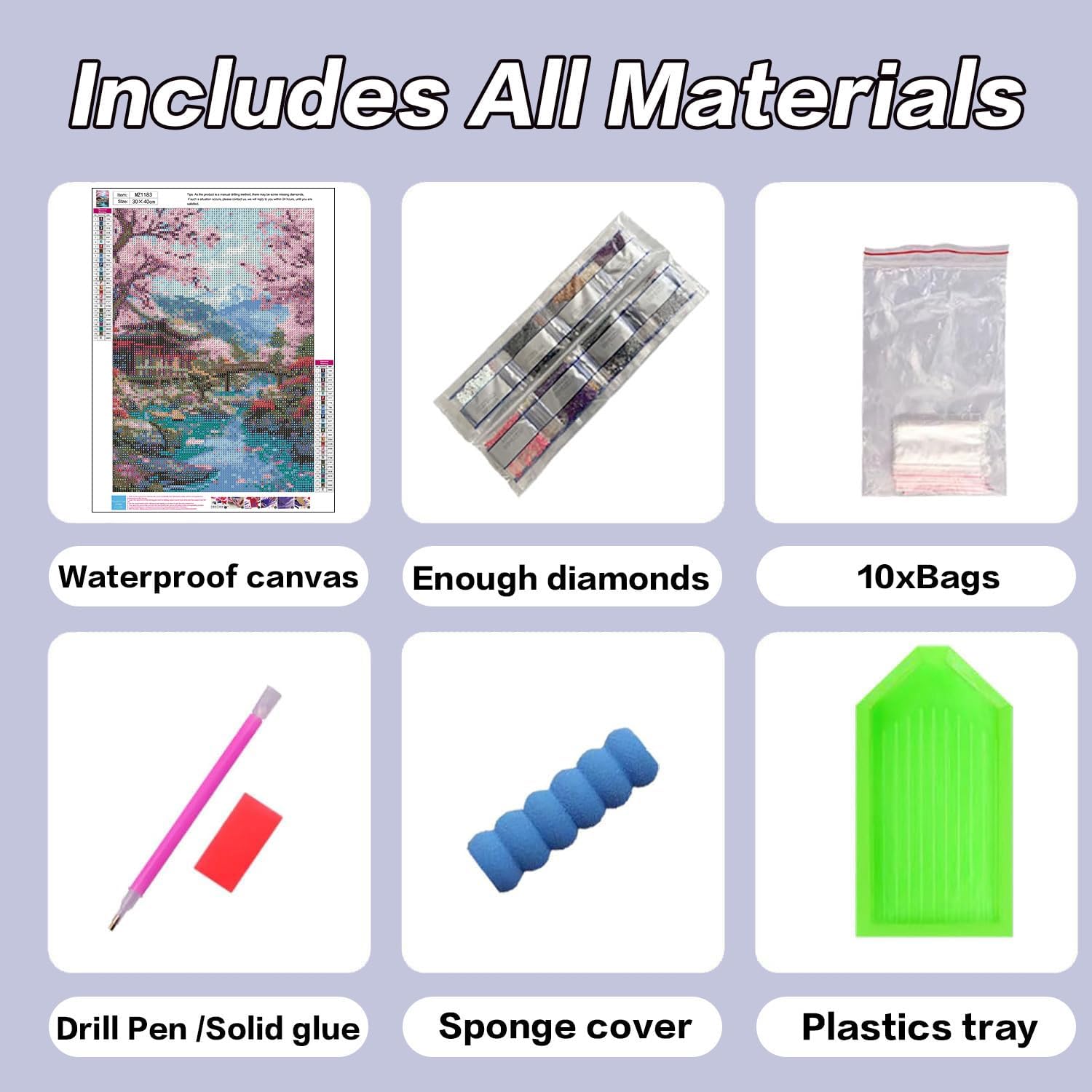 Cherry Blossoms Diamond Art Kits for Adults, DIY Landscape Diamond Painting Kits for Beginners, 5D Full Round Drill Diamonds Art Painting for Home Wall Decor Gift 12x16 Inch