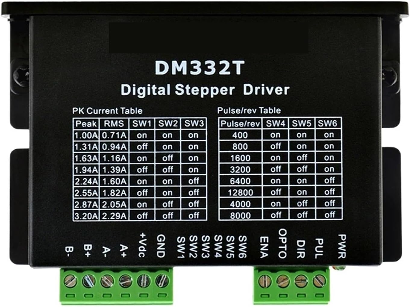 1pcs Digital Stepper Motor Driver 1.0-3.2A 10-30VDC Stepper Motor Controller for Nema 17, 23 Stepper Motor DM332T