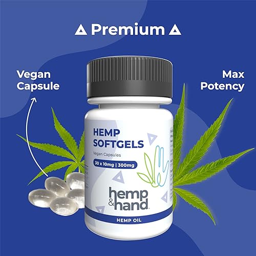 Miniatura 2 de Cápsulas blandas de cáñamo de 300 mg - máxima fuerza para adultos - estrés, inflamación, dolor natural, sueño reparador - por cáñamo y mano (10 mg