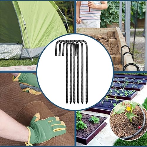 Miniatura 3 de Estacas de barra de refuerzo de suelo, anclajes de suelo, estacas de tienda de campaña con gancho en J para jardín, estacas de metal resistente con