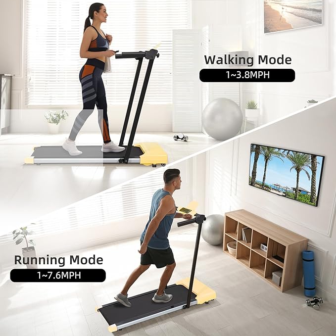 Caminadora Eléctrica Plegable Compacta 2.5 hp Amarilla miniatura 6