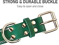 Vista 6 de Collar de perro de cuero genuino, collar de perro ancho resistente para perros pequeños, medianos, grandes y extra grandes