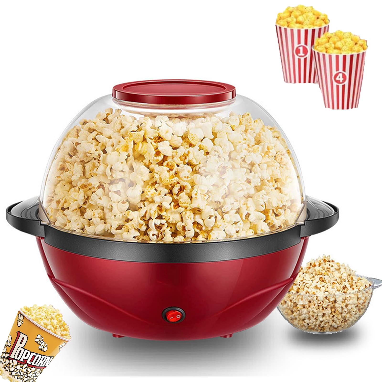 Machine à pop-corn électrique ronde 850W avec agitateur automatique et cuve de 3,6L pour la maison