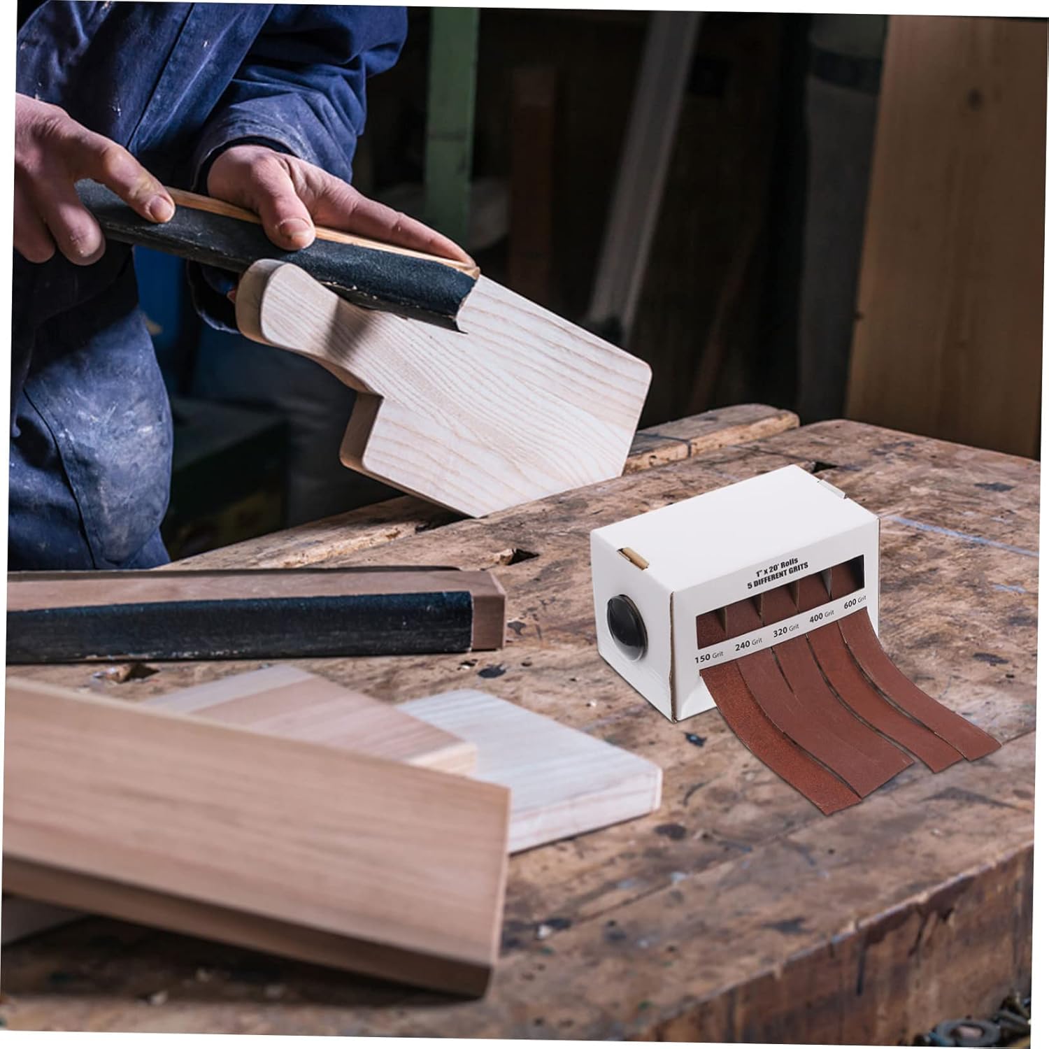 Hemobllo Boxed Drawable Abrasive Assorted Emery Cloth Roll for Sanding Static Sandpaper for High Speed Polishing for Woodworking