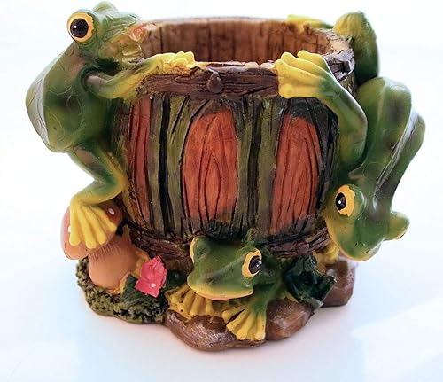 Miniatura 2 de Macetas y macetas grandes de barril de rana para exteriores, 7.5 pulgadas de largo x 6 pulgadas de alto, NW 2.2 libras