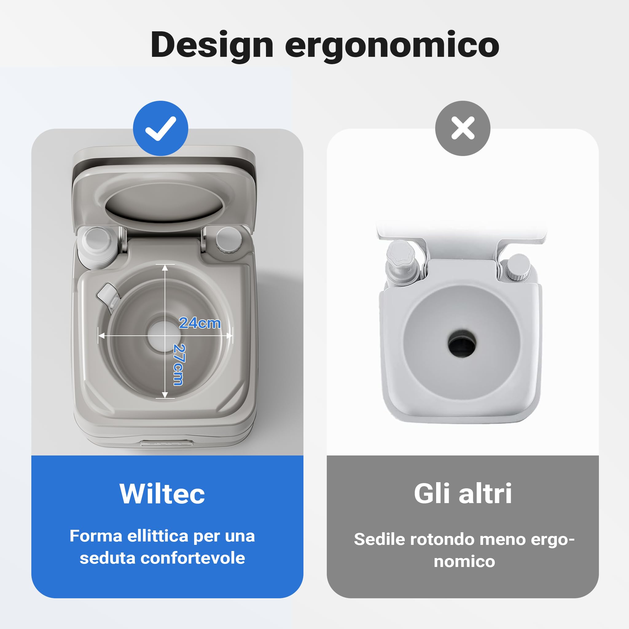 Wiltec WC Portatile 10 l, WC da Campeggio Portatile con Pompa Manuale, Bagno Chimico per Camper Facile da Pulire