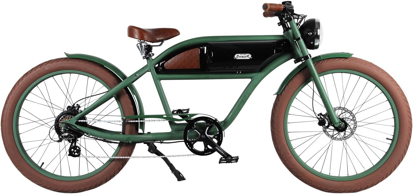 MICHAEL BLAST T4B GREASER RETRO STYLE Electric BIKE - 26" Wheels, Bafang 350W Brushless Electric Motor, 7-speed, 36V13Ah, Li-Ion Battery, Extended Range