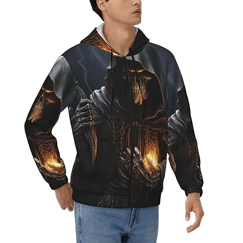 Grim Reaper Mens Hoodie Full Zip Hooded Sweatshirt Winter Jackets