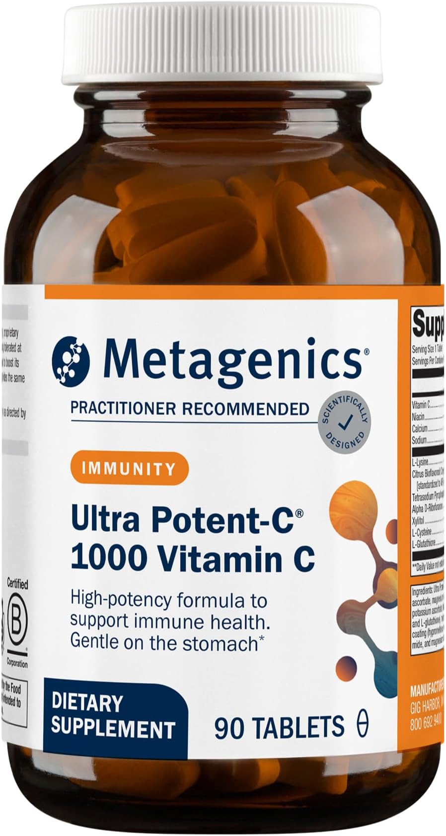 Metagenics Ultra Potent-C 1000 - Buffered Vitamin C Supplement with Antioxidant Support - Supports Immune Health, Collagen Formation & Stomach Comfort - Non-GMO & Gluten-Free - 90 Tablets