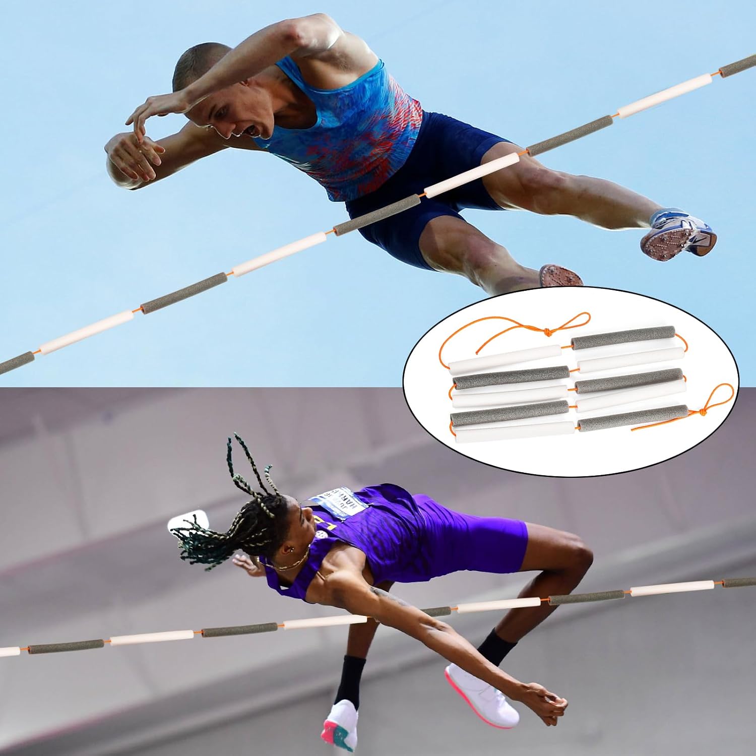 High Jump Training Equipment Crossbar: Elastic Foam Cord Bungee for High Jump Beginners Athletes Practice