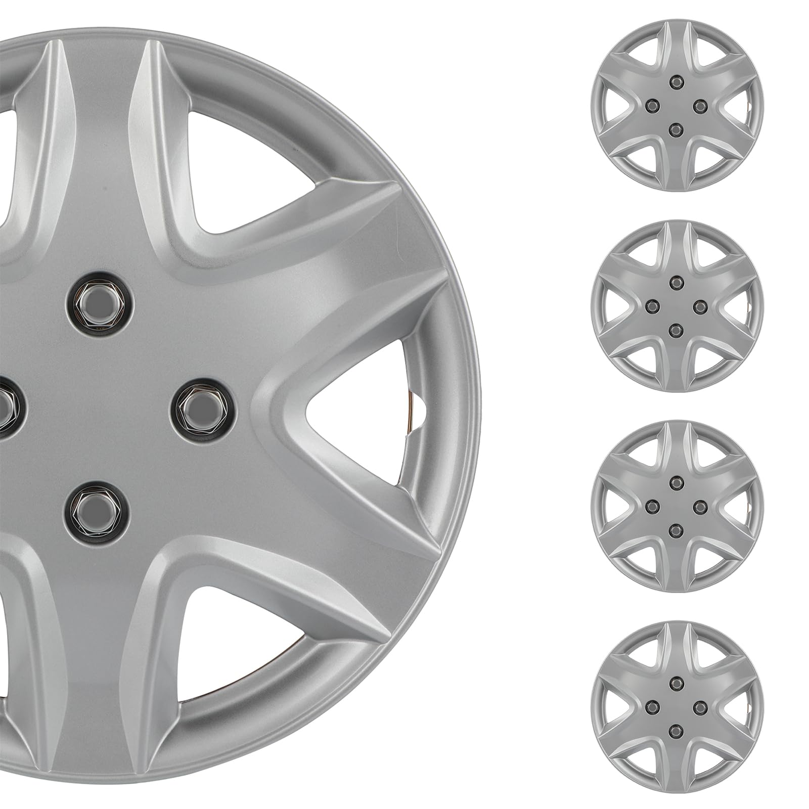 SCITOO 13 Inch Silver Hubcaps can be Easily Installed Snap on Car Truck SUV,Suitable for a Variety of Models,Beautiful and Rust-Proof, Replacement Wheel Cover Set of 4