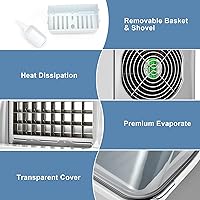 Vista 9 de COSTWAY Máquina de hielo para encimera, máquina de hielo compacta portátil de 40 libras/24 horas con orificio de entrada superior, función