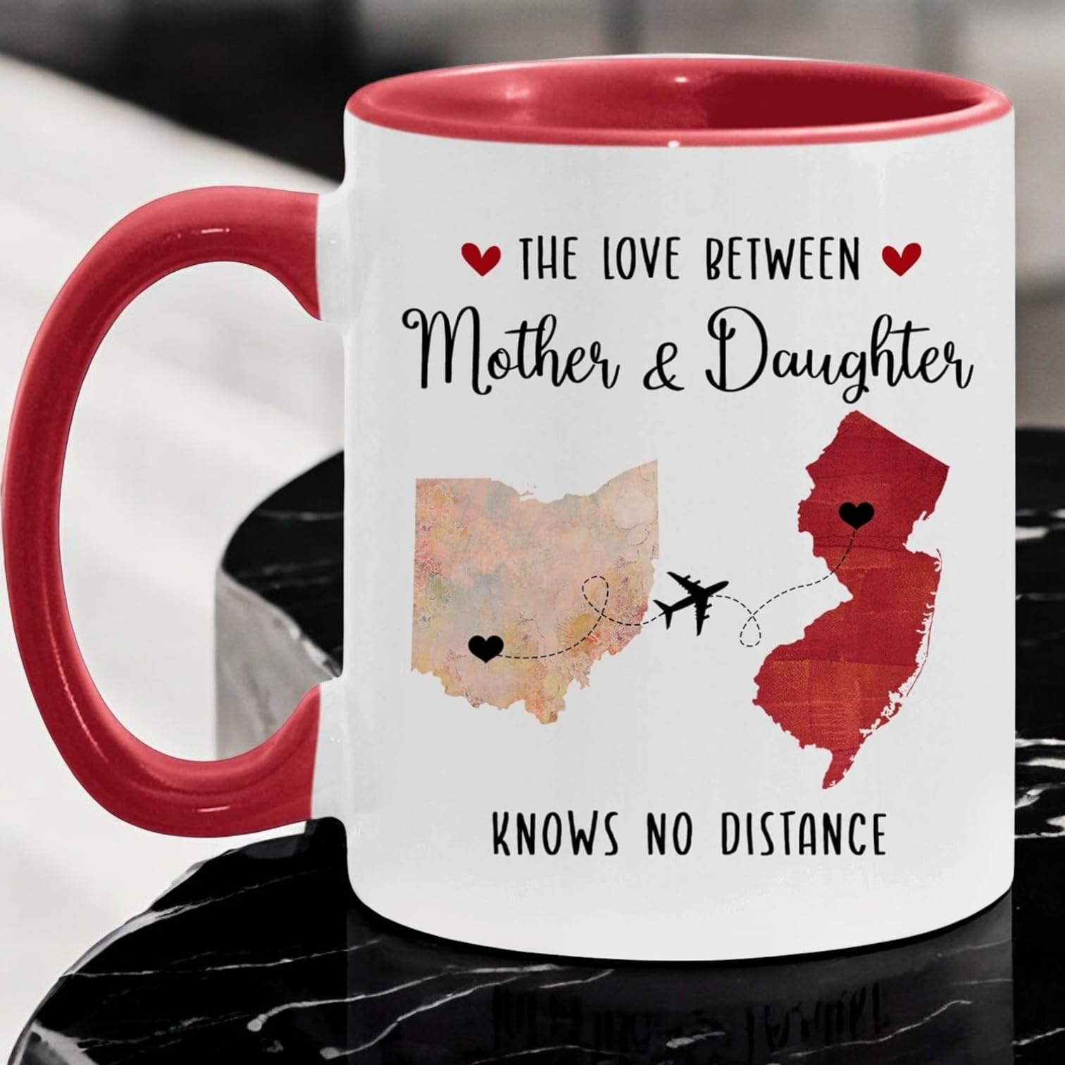 Personalized Mom Ceramic Mug From Daughter Customized Mother Daughter Long Distance State Mothers Day Coffee Mug Mothers Day