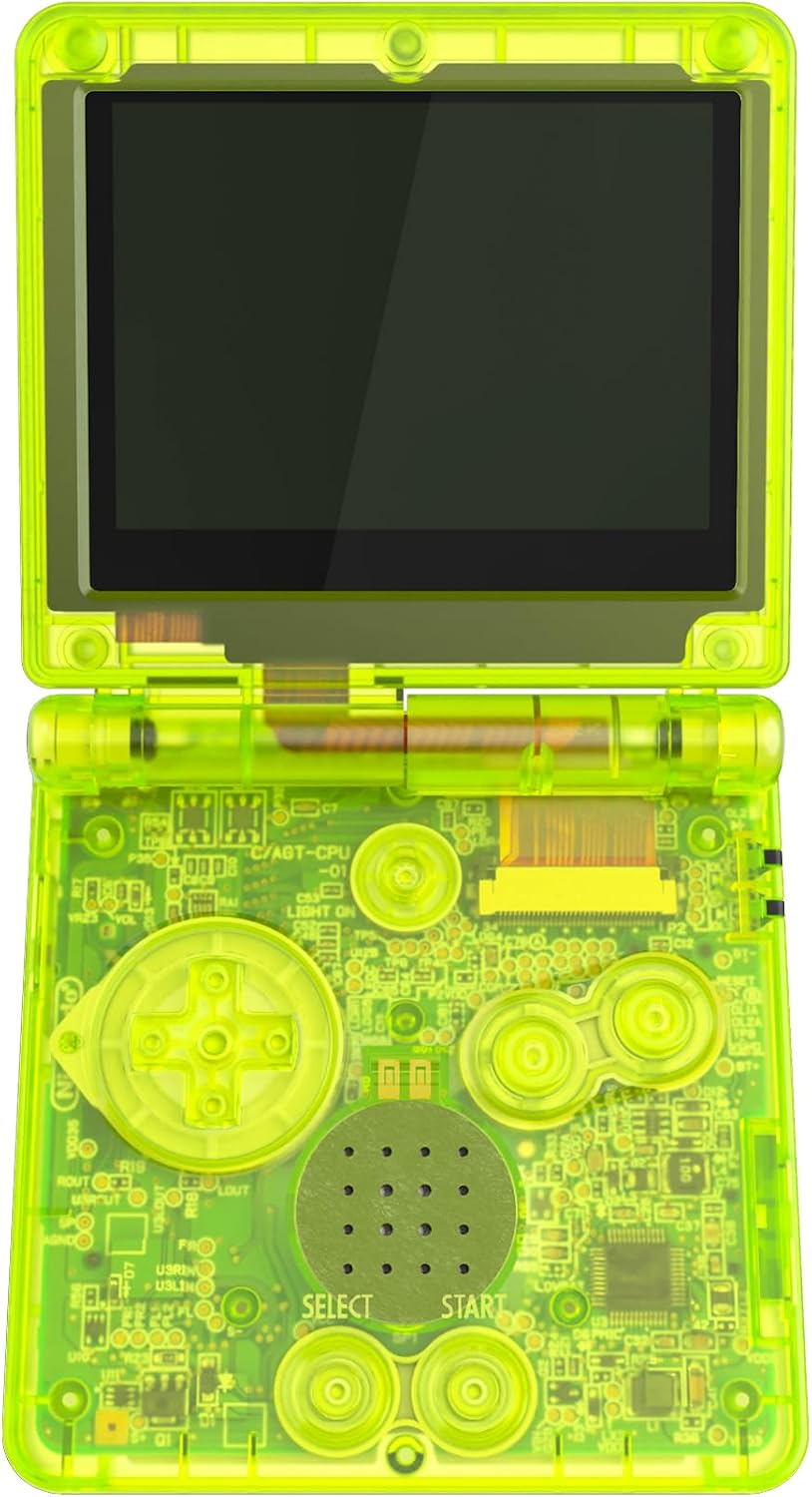 IPS Ready Upgraded eXtremeRate Clear Lime Green Custom Replacement Housing Shell for Gameboy Advance SP GBA SP – Compatible with Both IPS & Standard LCD – Console & Screen NOT Included