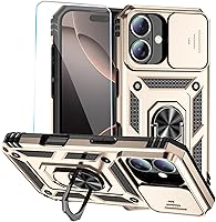 Vista 3 de Funda para teléfono SunStory para iPhone 11 con protector de pantalla HD y cubierta deslizante para la cámara y soporte giratorio con anillo