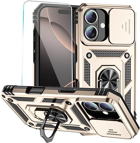 Miniatura 3 de Funda para teléfono SunStory para iPhone 11 con protector de pantalla HD y cubierta deslizante para la cámara y soporte giratorio con anillo