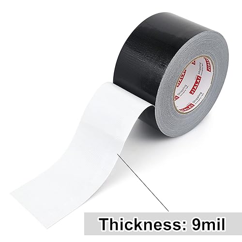 Miniatura 9 de JIALAI HOME Cinta adhesiva negra de 3 pulgadas de ancho, grado industrial, 3 pulgadas x 55 yardas (164 pies), 9 mil, resistente, impermeable,