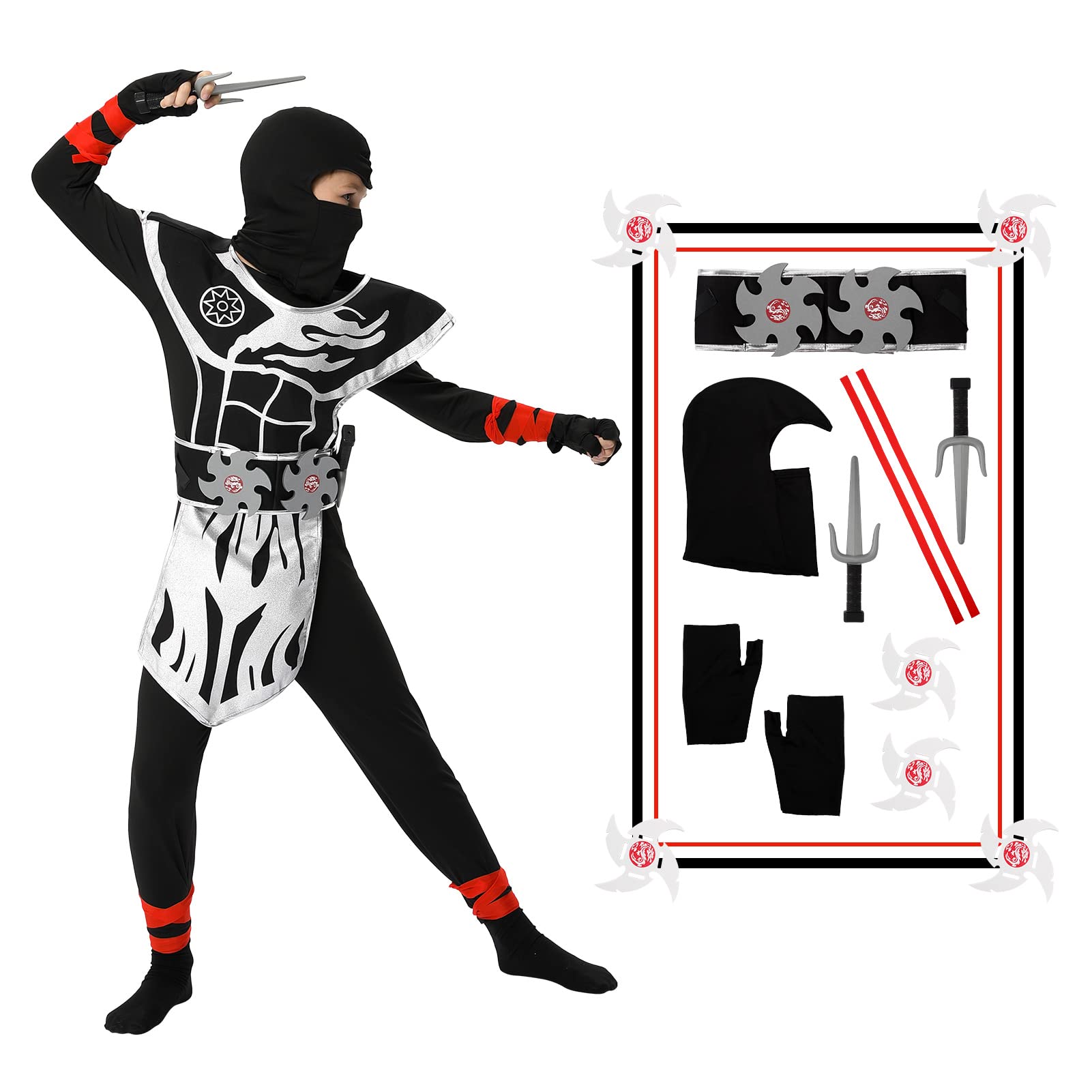 Silver Ninja Deluxe Costume Set for Kids Kung Fu Outfit Halloween Ideas