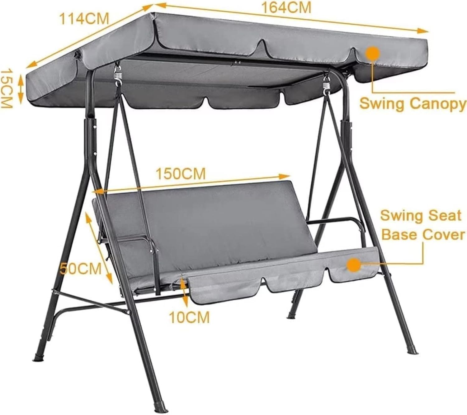 Porch Swing Canopy Cover Set, Rainproof Oxfords Cloth Garden Patio Outdoor Rainproof Swing Canopy Cover（No Porch Swing）