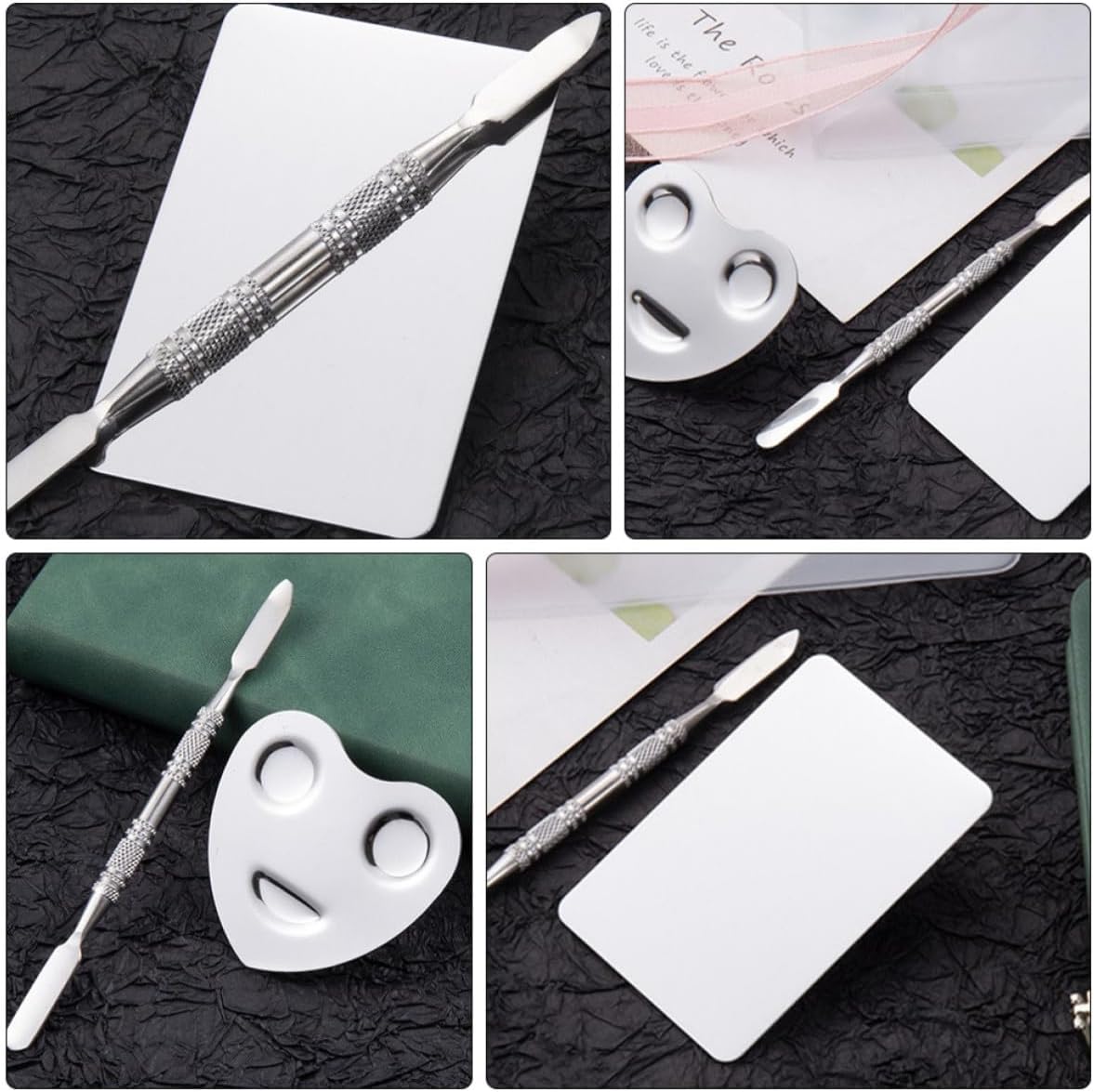 2 Sets Stainless Steel Ring Makeup Paint Palette for Beauticians