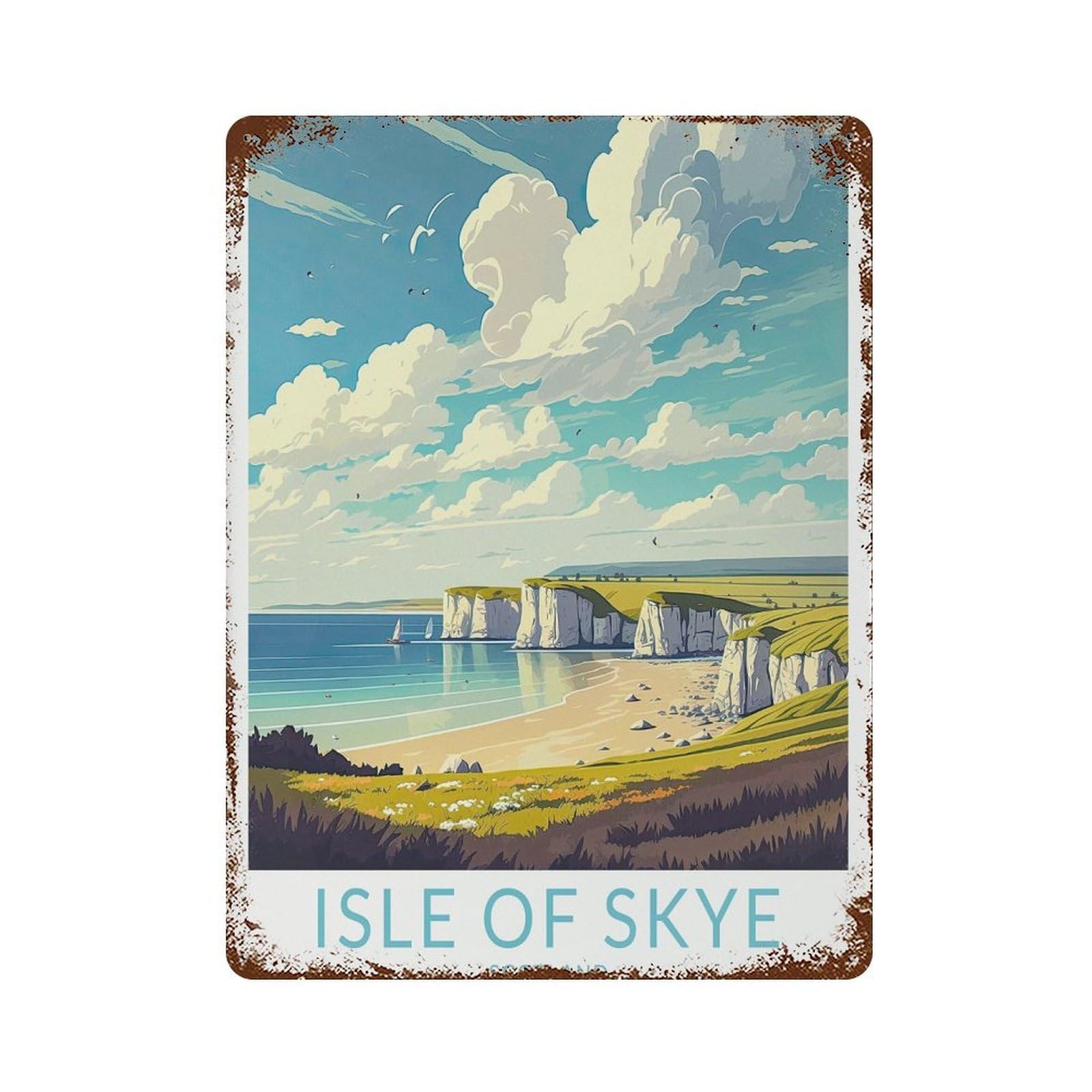 xiaoxiaoshen Isle of Skye Travel Scotland Coast Decor Wall Decor Art Metal Tin Poster Modern Home Decor Art Home Bar Shop Decorations Vintage Sign 40x30cm