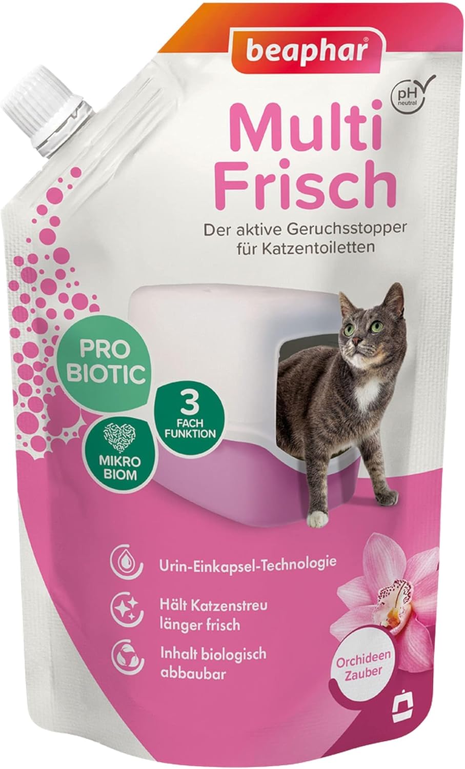 Beaphar Multi Fresh Orchid Magic | Deodorant, frischer Duft für Katzenstreu, Katzentoilette | macht Katzenstreu haltbarer PH Neutral | 400g