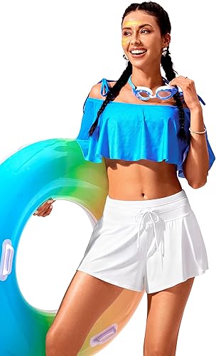 Miniatura 3 de CRZ YOGA Pantalones Cortos de Tabla Fluidos de Cintura Alta para Mujeres - Falda de Playa para Natación Falda Pantalón Parte Inferior de Traje