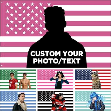 Custom Pink American Flag - Customizable Picture Flags to Personalize Dorm Rooms 23 35 46 58 Ft- Create Personal Flag for Yourself Group Team - Great for Teacher gifts or Stocking Stuffers