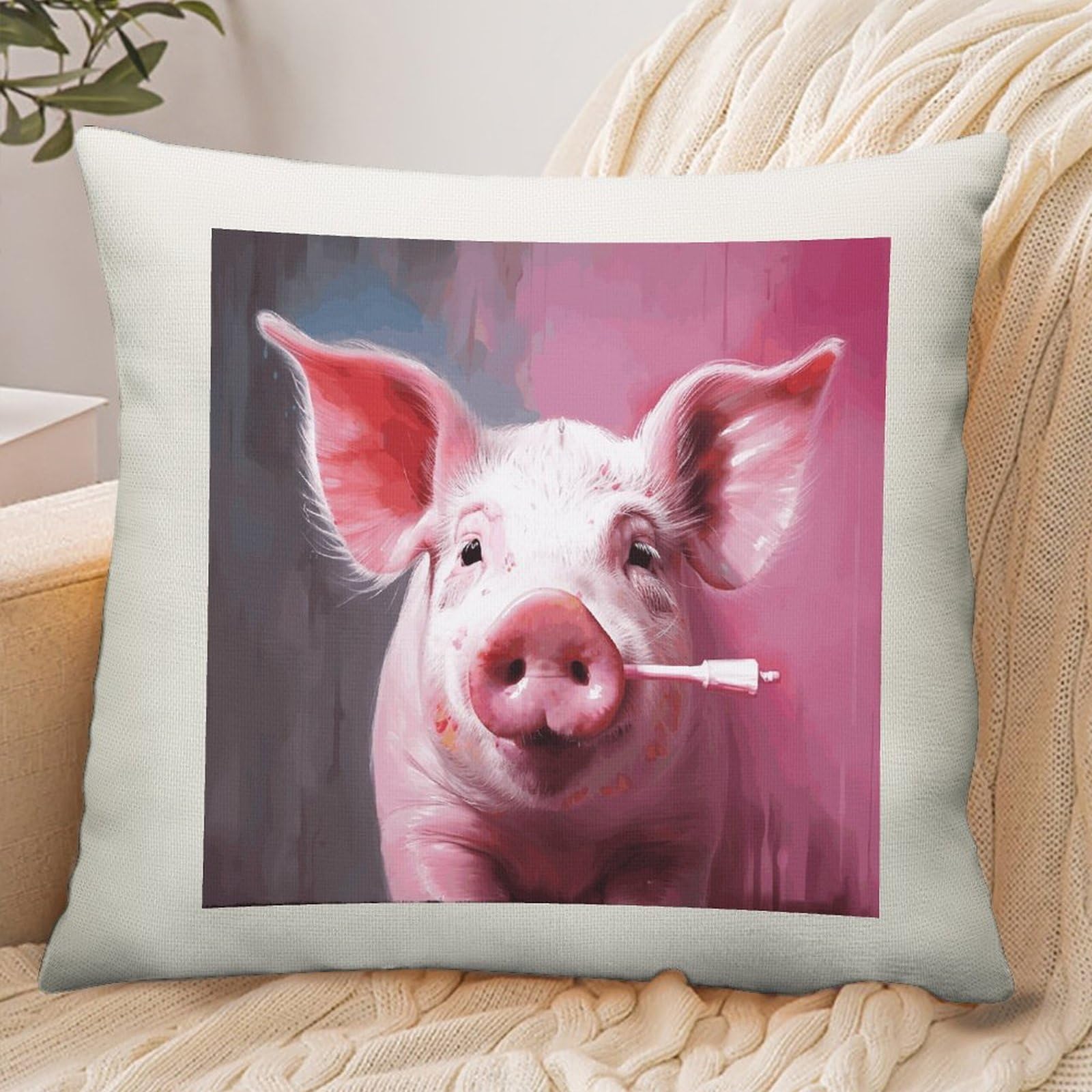 Adfgyerh Style Smiling (12) Pillow Cover Breathable,Pillowcases Boho Decorative Envelope Closure,Throw Pillow Covers For Beach,Patio,Balcony,Couch Living Room 16 * 16In