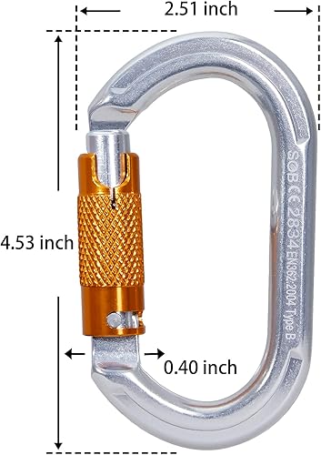Vista 29 de SOB Clips de mosquetón de escalada con bloqueo automático, conector de mosquetón asimétrico de alta resistencia utilizado para rappel