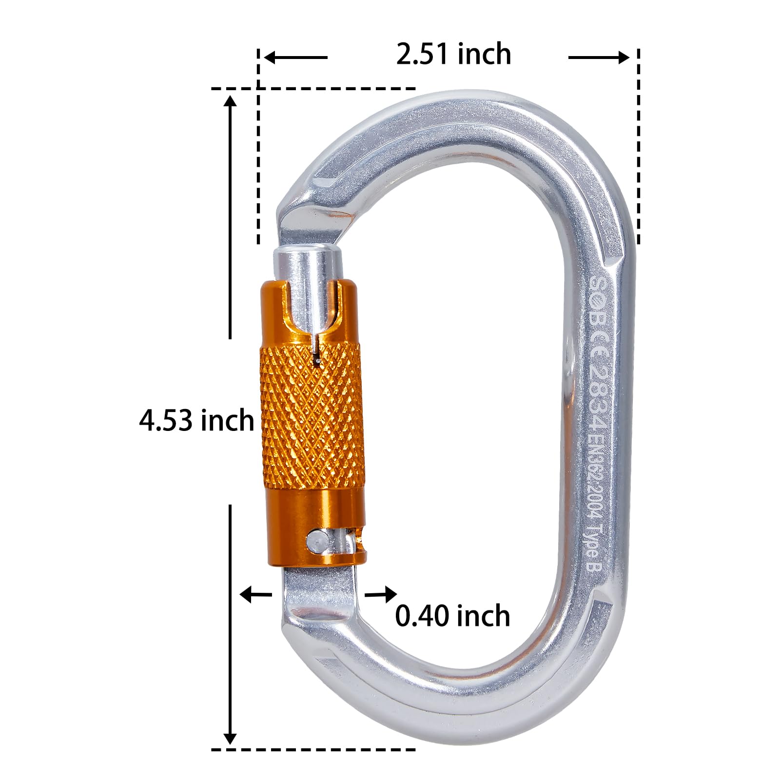 SOB Moschettone Pesante da 22KN-4946lb con Ghiera a Filo, Anello O Portachiavi - Gancio Resistente per Campeggio, Escursionismo, Zaino, Guinzaglio Cani e Attività Outdoor