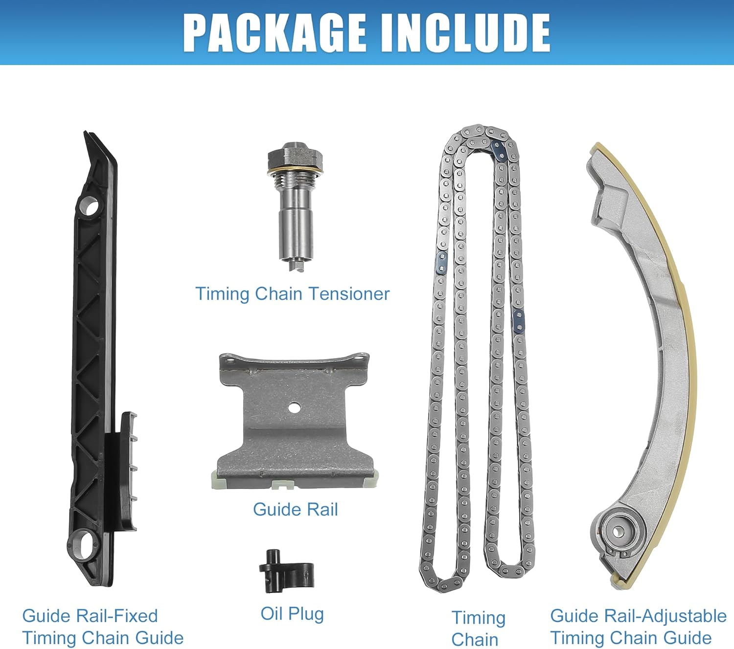 X AUTOHAUX Engine Timing Chain Kit with Chain Guide Tensioner for Chevy Cavalier Cobalt Equinox HHR Malibu 2.0L 2.2L 2.4L 2002-2005 No.12608580
