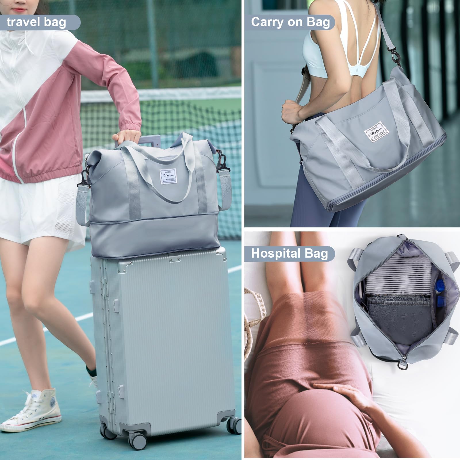 40x20x25 Ryanair Borsa da Viaggio Bagaglio a Mano Borsone da Viaggio Espandibile Borsa Palestra Borsone Palestra Valigia Borsa da Weekend Borsone Valigia Borsa a Mano,A20-Grigio Blu