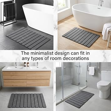 Linidcoud Foldable Stone Bath Mat, Non Slip Large Diatomaceous Shower Mat, Super Absorbent Quick Drying Stone Mat for Bathroom Kitchen Floor Counter Sink,Easy to Clean & Store (24 x 16 Dark Gray)