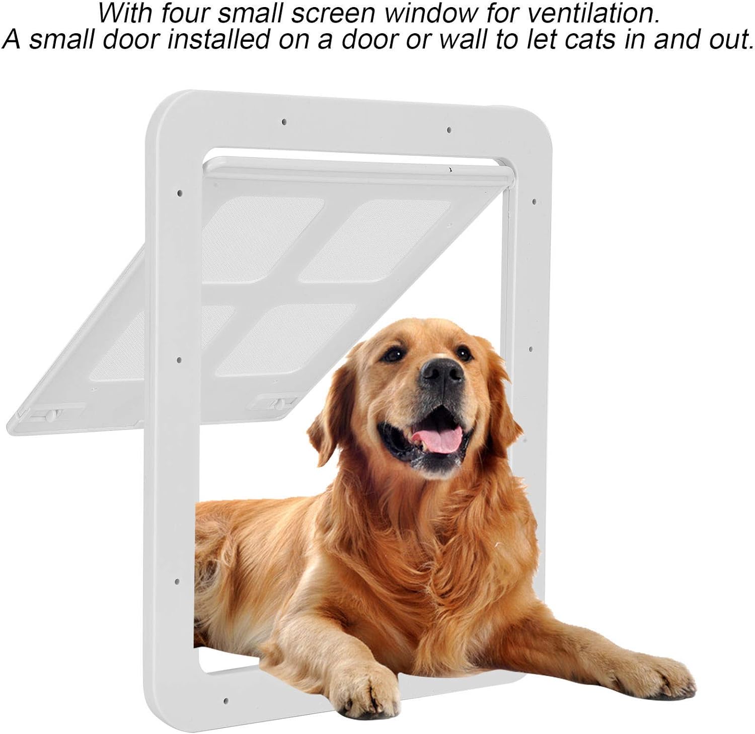 Pet Small Dog Cat Screen Door, Small Cat Door, Easy Install Pet Door for Dogs Cats, Supply Ventilation (L)