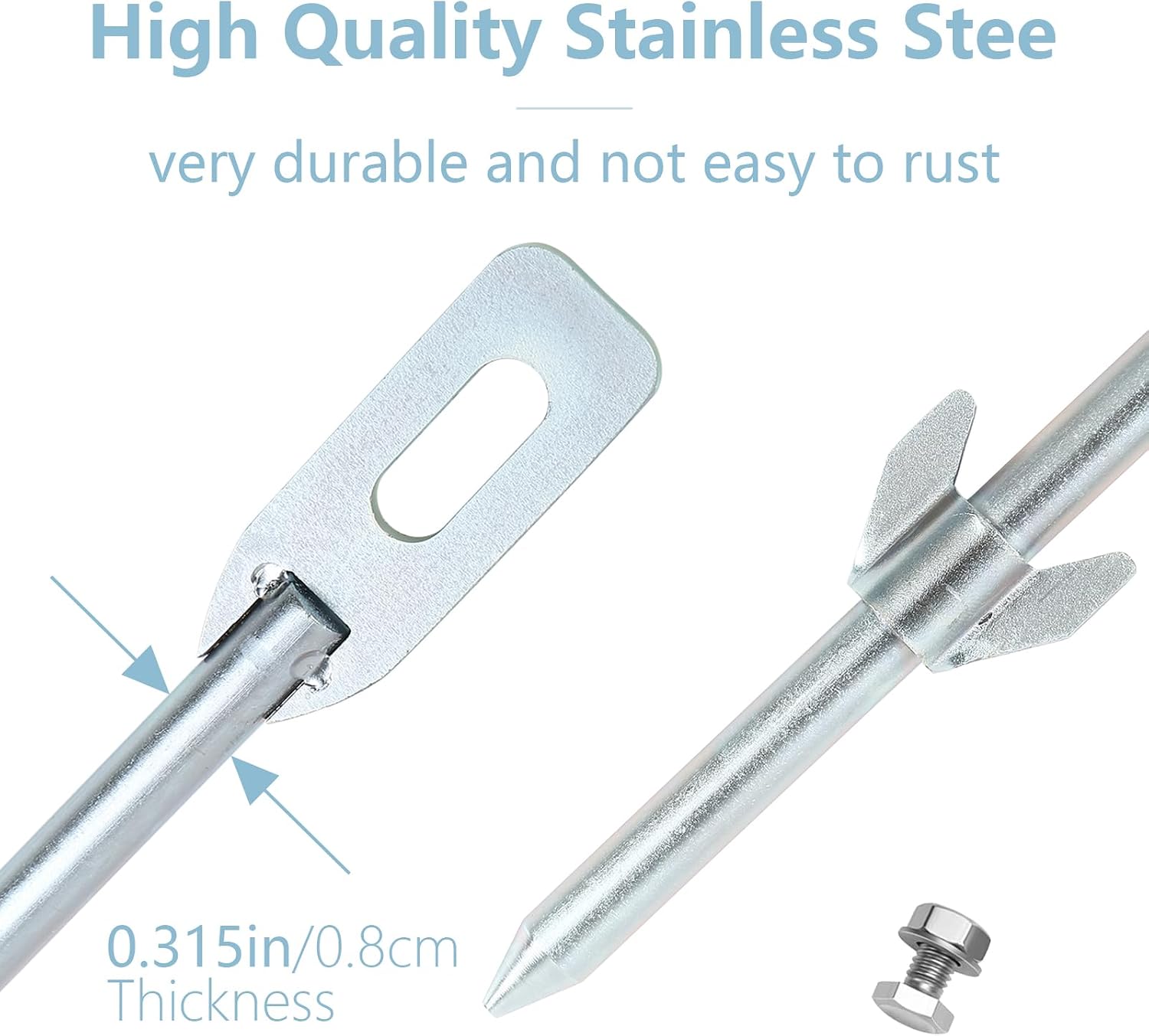 Silver Stake for Yard Sign 16.5" Long 0.3 Inch Thickness Sign Stand Metal Stake Holder for Ground Yard Lawn, Easy Install