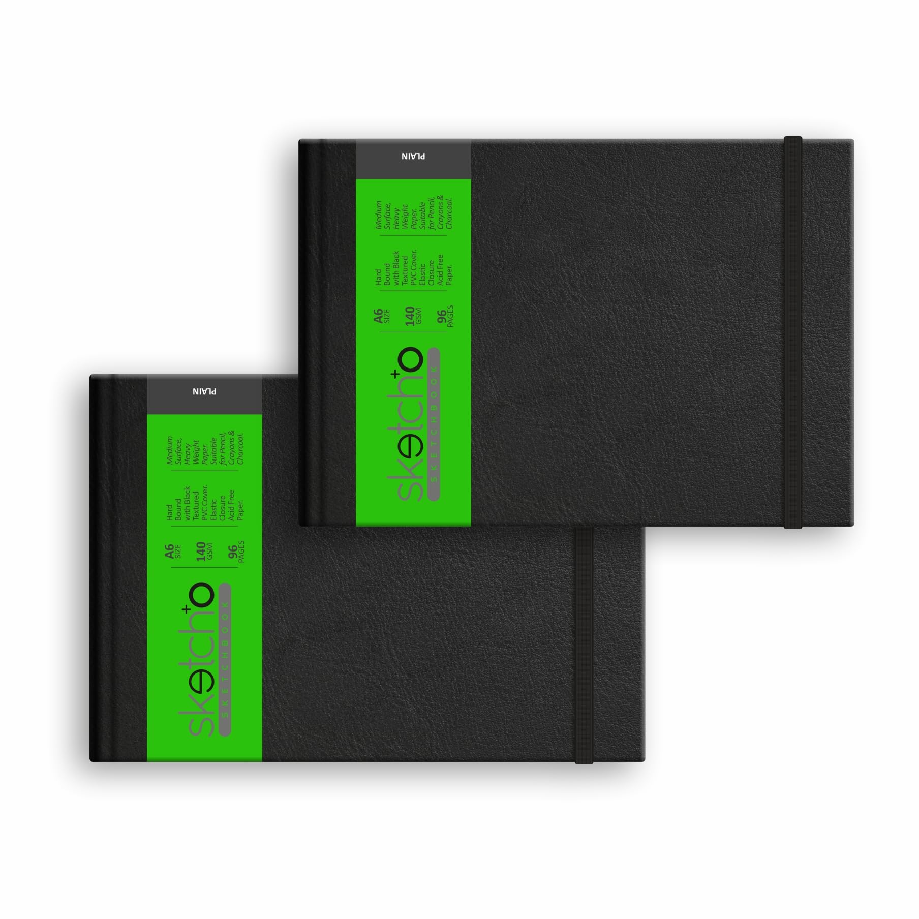 Anupam SketchO Sketchbook Hardbound, Portrait Opening A6 Size, 140 GSM Acid Free Natural Shade Paper with Elastic Closure (96 Pages) (Pack of 2)