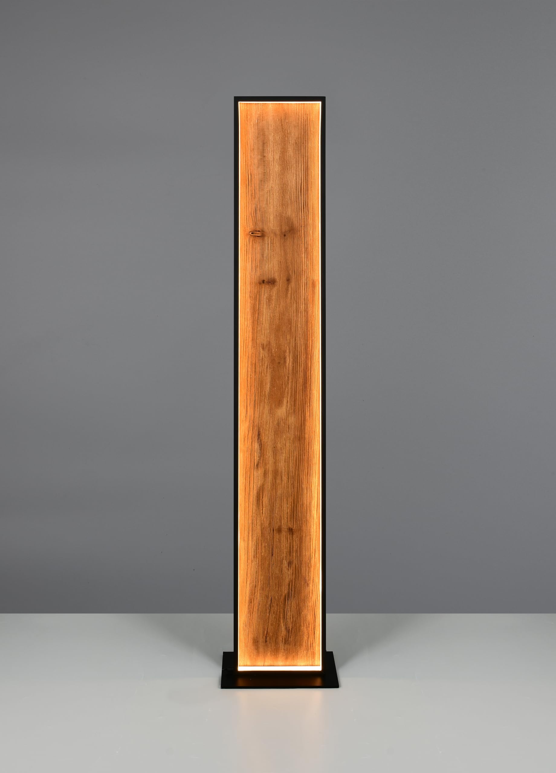 Trio Leuchten LED Stehleuchte Kalea 455510130, Metall Schwarz matt, Holz Kiefer, 35 Watt LED, 4-fach Fuß-Dimmer