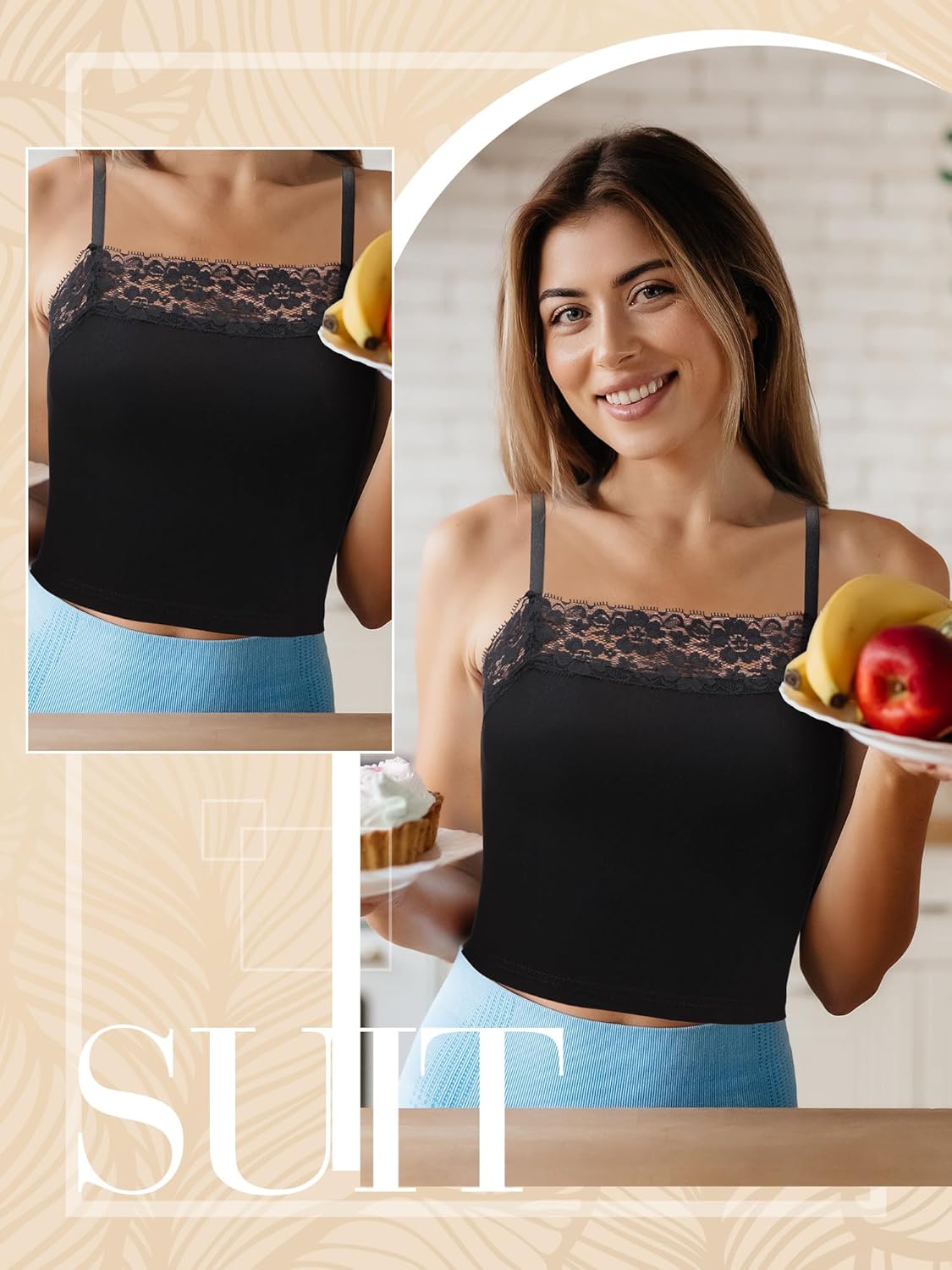 Bencailor 6 Pcs Women's Lace Camisole Spaghetti Strap Bralettes Crop Tops Half Cami Bandeau Tank - Image 4