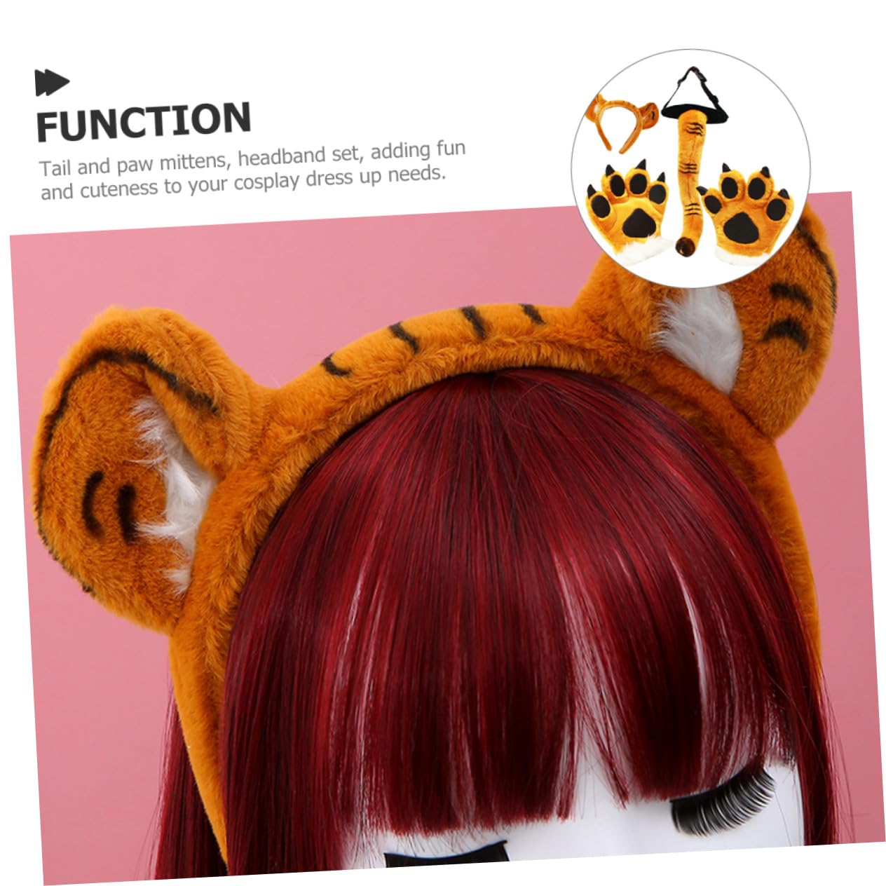 Hohopeti Conjunto de Accesorios de Disfraz de para Adulto Diadema con Orejas y Peludos Cómodo y para Halloween y Cosplay