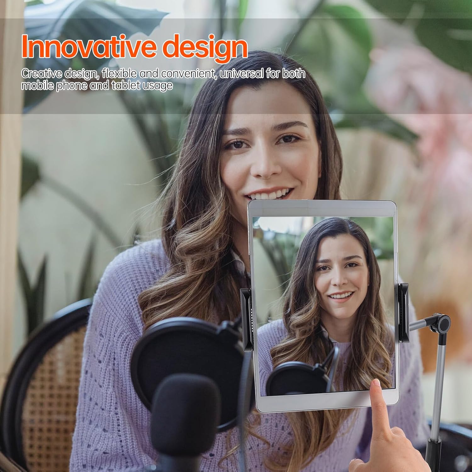 minkissy Bedside Phone Stand and Clip-on Tablet Holder for 4.7-12.9 Inch Devices, Universal Desktop Phone Support with Adjustable Bed Headboard Clamp