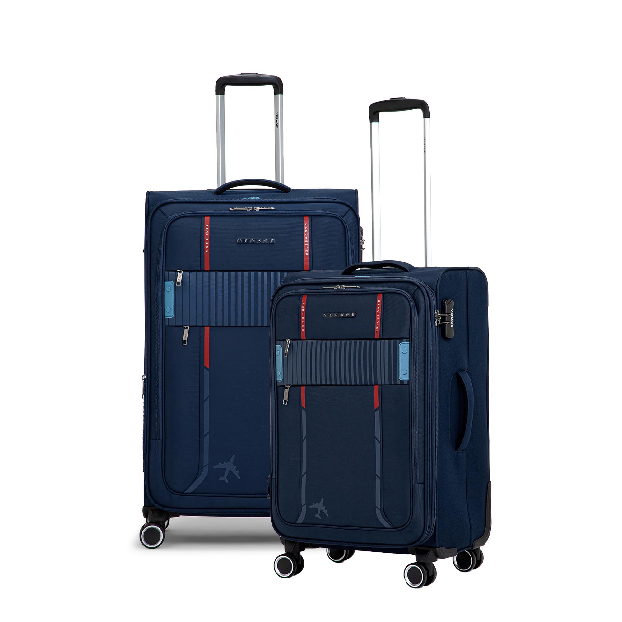 verage Specter Set of 2 (Medium Check-in + Large Check-in) Combo Blue Soft Sided Luggage Trolley Bag for Travel with Expandable & Anti Theft Zipper Suitcase Spinner for Men and Women-picture-11