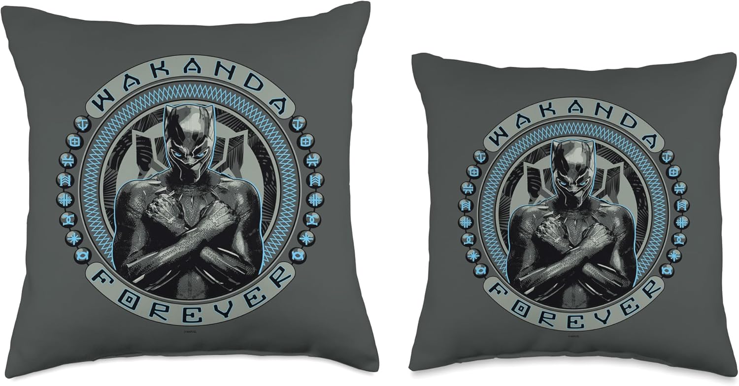 Black Panther T'Challa Wakanda Forever Throw Pillow