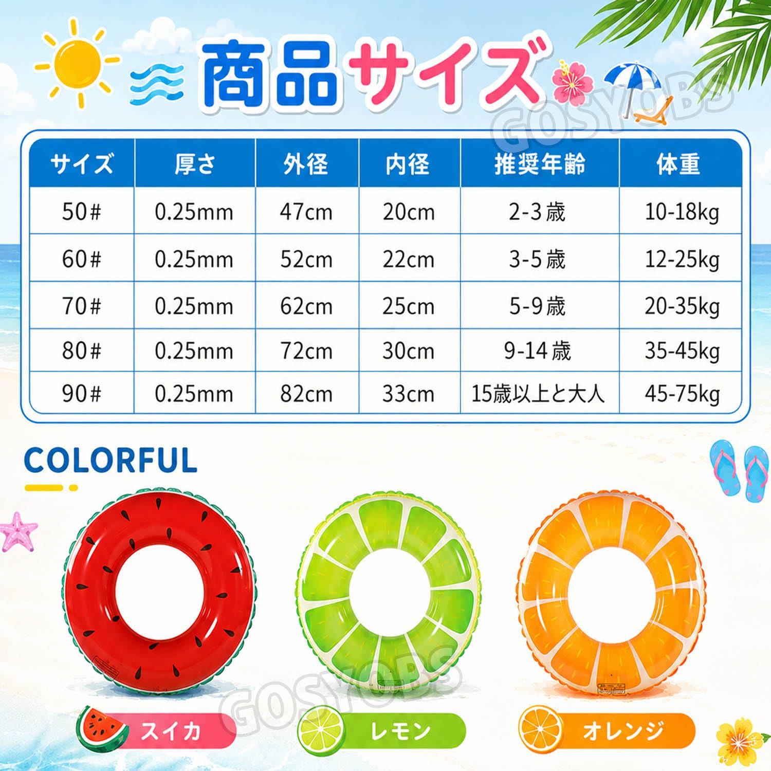 浮き輪 うきわ 70#80#90# 大人用 子供用 スイカ オレンジ レモン 浮輪 O型 フロート 可愛い 浮具 おしゃれ スイミング 水遊び プール 暑さ対策 夏休み ビーチ 川 海水浴 男女兼用
