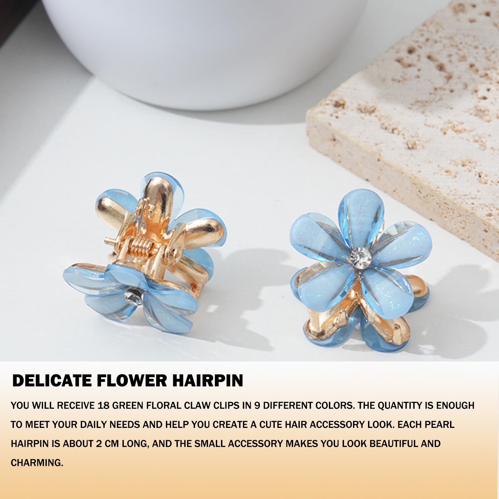 FISH DRAGATE 18pcs Mini Flower Claw Clips, 9 Colors, Women's Hair Accessories, Cute & Elegant - Image 4