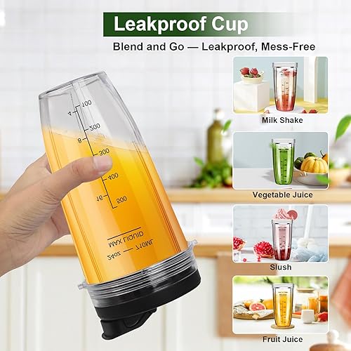 Miniatura 7 de Vasos de licuadora de repuesto para Ninja, vasos de licuadora Ninja de 24 onzas con tapas para llevar compatibles con Ninja BN401, BL450, BL456,
