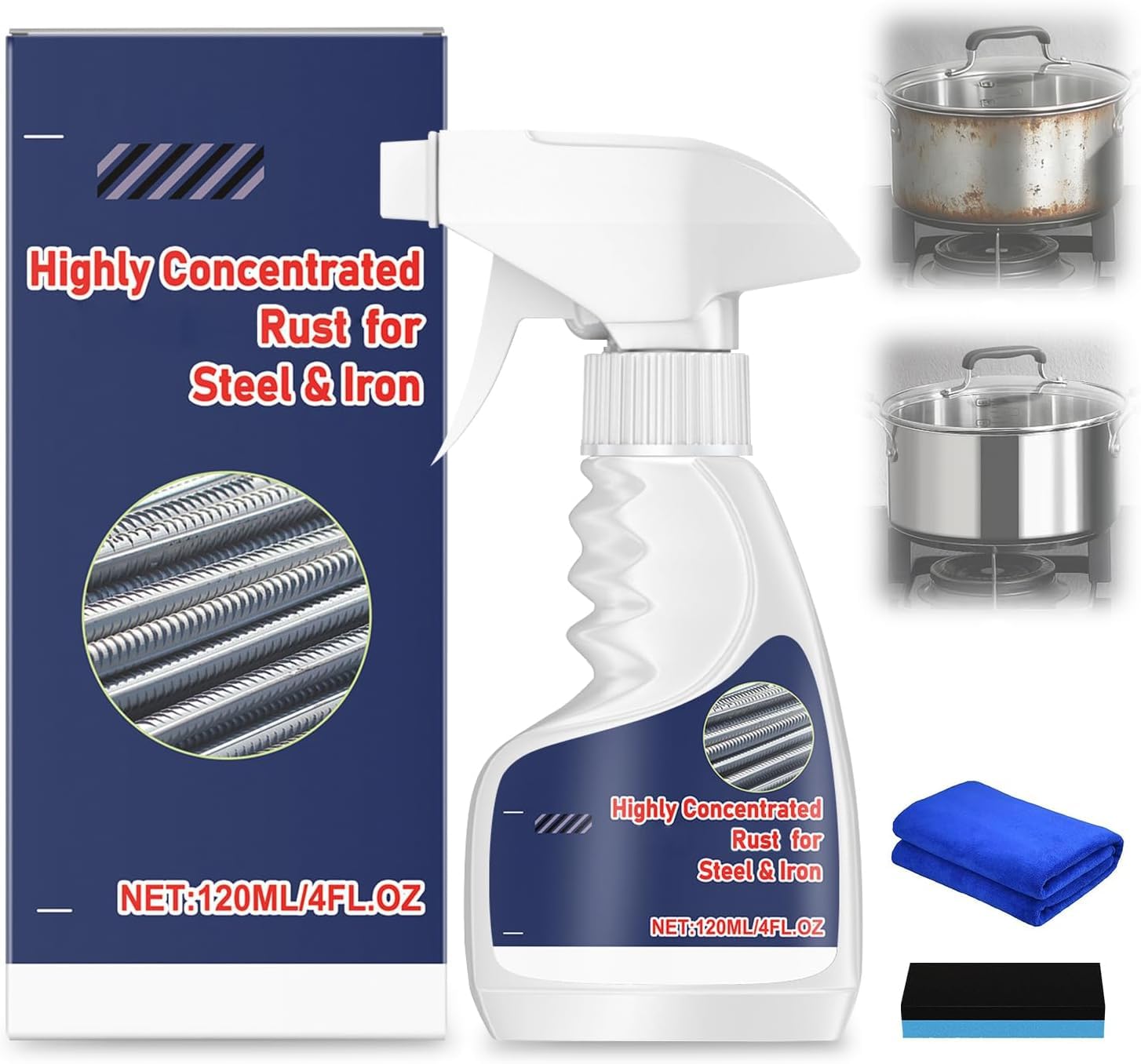 Rust Remover Spray for Metal, Heavy Duty Cleaner, Fast Acting, for Stainless Steel and Automotive Parts, 1 Pack (1)