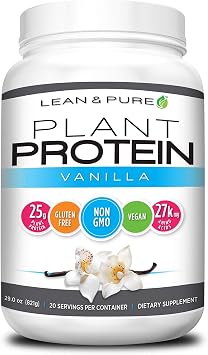 Lean & Pure Plant Vegan Protein Powder, 25g of Protein, Non GMO, Gluten Free, Vanilla, 821g